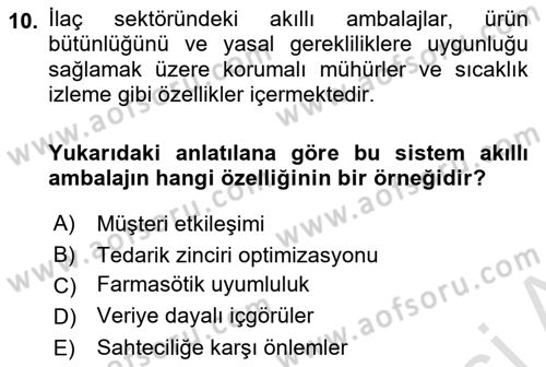 Ambalaj Tasarımı Dersi 2023 - 2024 Yılı Yaz Okulu Sınav Soruları 10. Soru
