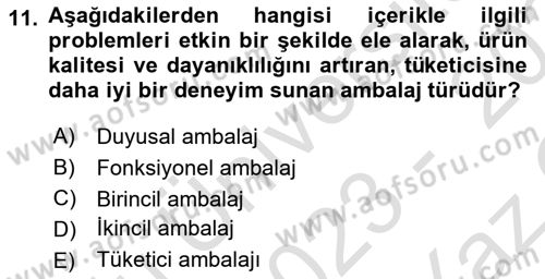 Ambalaj Tasarımı Dersi 2023 - 2024 Yılı Yaz Okulu Sınav Soruları 11. Soru