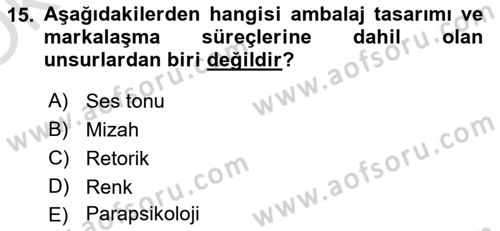 Ambalaj Tasarımı Dersi 2023 - 2024 Yılı Yaz Okulu Sınav Soruları 15. Soru