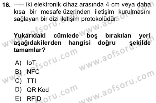 Ambalaj Tasarımı Dersi 2023 - 2024 Yılı Yaz Okulu Sınav Soruları 16. Soru