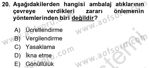 Ambalaj Tasarımı Dersi 2023 - 2024 Yılı Yaz Okulu Sınav Soruları 20. Soru