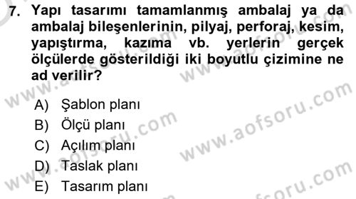 Ambalaj Tasarımı Dersi 2023 - 2024 Yılı Yaz Okulu Sınav Soruları 7. Soru