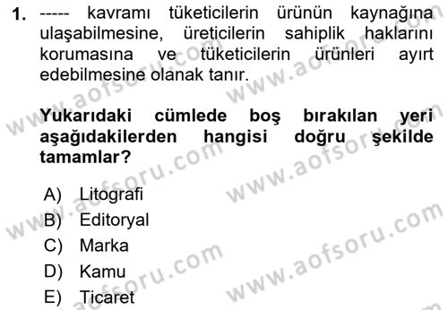 Ambalaj Tasarımı Dersi Ara Sınavı Deneme Sınav Soruları 1. Soru