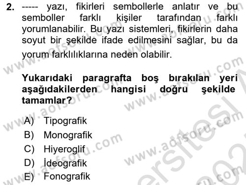 Ambalaj Tasarımı Dersi Ara Sınavı Deneme Sınav Soruları 2. Soru