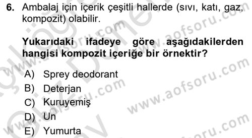 Ambalaj Tasarımı Dersi Ara Sınavı Deneme Sınav Soruları 6. Soru