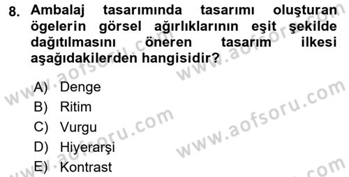 Ambalaj Tasarımı Dersi Ara Sınavı Deneme Sınav Soruları 8. Soru