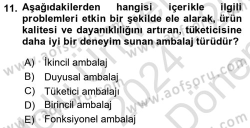 Ambalaj Tasarımı Dersi 2024 - 2025 Yılı (Final) Dönem Sonu Sınav Soruları 11. Soru