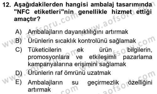 Ambalaj Tasarımı Dersi 2024 - 2025 Yılı (Final) Dönem Sonu Sınav Soruları 12. Soru
