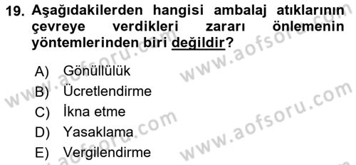 Ambalaj Tasarımı Dersi 2024 - 2025 Yılı (Final) Dönem Sonu Sınav Soruları 19. Soru