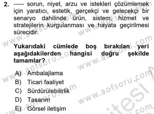 Ambalaj Tasarımı Dersi 2024 - 2025 Yılı (Final) Dönem Sonu Sınav Soruları 2. Soru