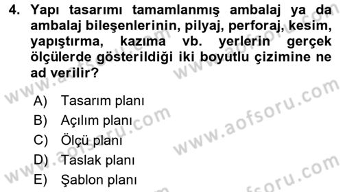 Ambalaj Tasarımı Dersi 2024 - 2025 Yılı (Final) Dönem Sonu Sınav Soruları 4. Soru