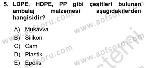 Ambalaj Tasarımı Dersi 2024 - 2025 Yılı (Final) Dönem Sonu Sınav Soruları 5. Soru