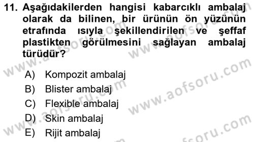 Ambalaj Tasarımı Dersi 2024 - 2025 Yılı Yaz Okulu Sınav Soruları 11. Soru
