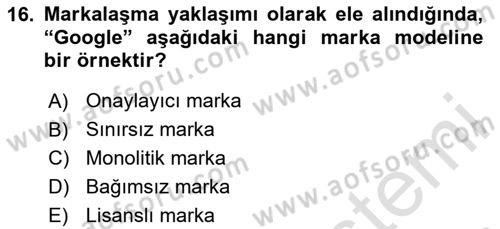 Ambalaj Tasarımı Dersi 2024 - 2025 Yılı Yaz Okulu Sınav Soruları 16. Soru