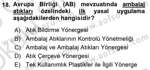 Ambalaj Tasarımı Dersi 2024 - 2025 Yılı Yaz Okulu Sınav Soruları 18. Soru