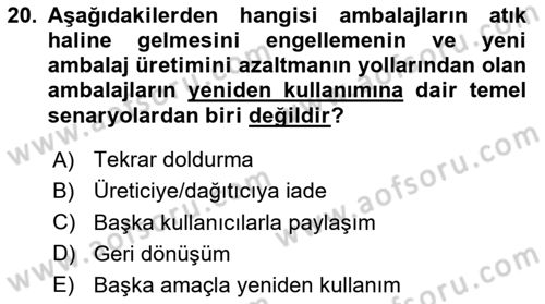 Ambalaj Tasarımı Dersi 2024 - 2025 Yılı Yaz Okulu Sınav Soruları 20. Soru