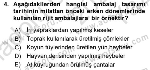 Ambalaj Tasarımı Dersi 2024 - 2025 Yılı Yaz Okulu Sınav Soruları 4. Soru