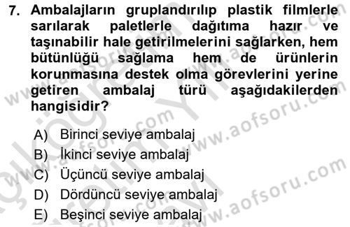 Ambalaj Tasarımı Dersi 2024 - 2025 Yılı Yaz Okulu Sınav Soruları 7. Soru