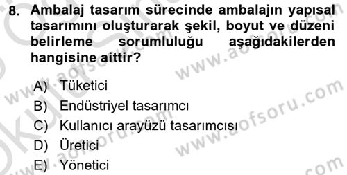 Ambalaj Tasarımı Dersi 2024 - 2025 Yılı Yaz Okulu Sınav Soruları 8. Soru