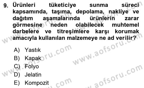 Ambalaj Tasarımı Dersi 2024 - 2025 Yılı Yaz Okulu Sınav Soruları 9. Soru