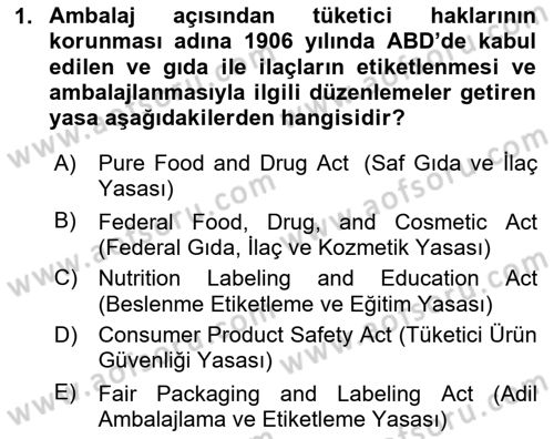 Ambalaj Tasarımı Dersi 2025 - 2026 Yılı (Vize) Ara Sınav Soruları 1. Soru