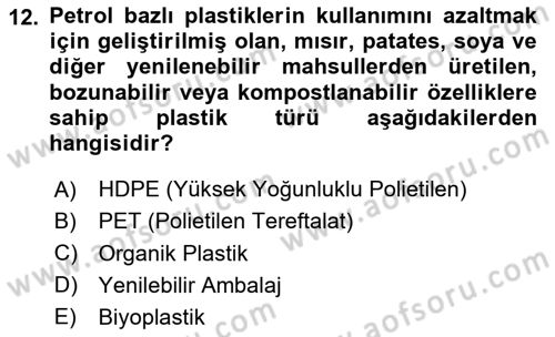Ambalaj Tasarımı Dersi 2025 - 2026 Yılı (Vize) Ara Sınav Soruları 12. Soru