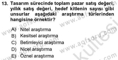 Ambalaj Tasarımı Dersi 2025 - 2026 Yılı (Vize) Ara Sınav Soruları 13. Soru