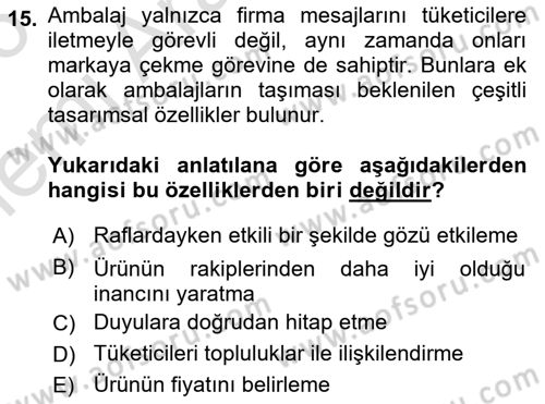Ambalaj Tasarımı Dersi 2025 - 2026 Yılı (Vize) Ara Sınav Soruları 15. Soru