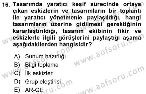 Ambalaj Tasarımı Dersi 2025 - 2026 Yılı (Vize) Ara Sınav Soruları 16. Soru