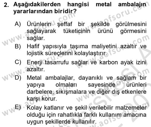 Ambalaj Tasarımı Dersi 2025 - 2026 Yılı (Vize) Ara Sınav Soruları 2. Soru