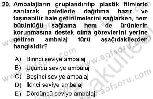 Ambalaj Tasarımı Dersi 2025 - 2026 Yılı (Vize) Ara Sınav Soruları 20. Soru
