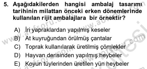 Ambalaj Tasarımı Dersi 2025 - 2026 Yılı (Vize) Ara Sınav Soruları 5. Soru