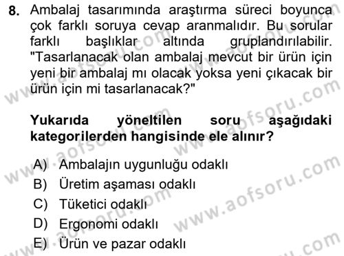 Ambalaj Tasarımı Dersi 2025 - 2026 Yılı (Vize) Ara Sınav Soruları 8. Soru