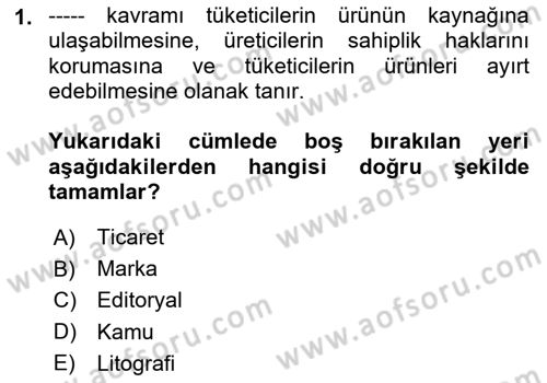 Ambalaj Tasarımı Dersi 2025 - 2026 Yılı (Final) Dönem Sonu Sınav Soruları 1. Soru
