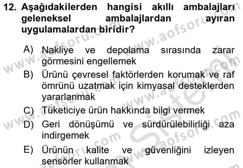 Ambalaj Tasarımı Dersi 2025 - 2026 Yılı (Final) Dönem Sonu Sınav Soruları 12. Soru
