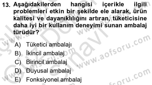 Ambalaj Tasarımı Dersi 2025 - 2026 Yılı (Final) Dönem Sonu Sınav Soruları 13. Soru