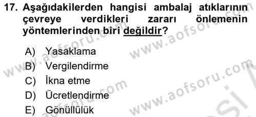 Ambalaj Tasarımı Dersi 2025 - 2026 Yılı (Final) Dönem Sonu Sınav Soruları 17. Soru