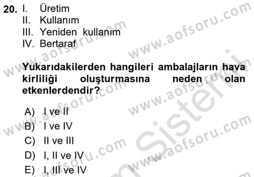 Ambalaj Tasarımı Dersi 2025 - 2026 Yılı (Final) Dönem Sonu Sınav Soruları 20. Soru