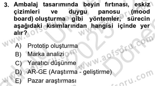 Ambalaj Tasarımı Dersi 2025 - 2026 Yılı (Final) Dönem Sonu Sınav Soruları 3. Soru