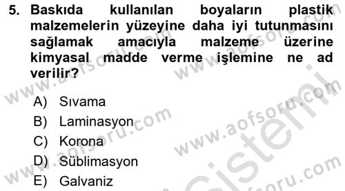 Ambalaj Tasarımı Dersi 2025 - 2026 Yılı (Final) Dönem Sonu Sınav Soruları 5. Soru