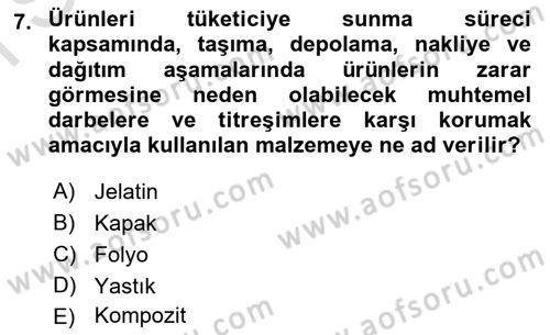 Ambalaj Tasarımı Dersi 2025 - 2026 Yılı (Final) Dönem Sonu Sınav Soruları 7. Soru