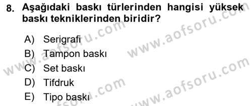 Ambalaj Tasarımı Dersi 2025 - 2026 Yılı (Final) Dönem Sonu Sınav Soruları 8. Soru