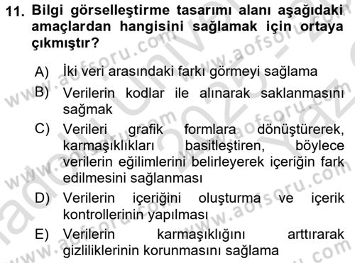 Bilgi Görselleştirme Dersi 2025 - 2026 Yılı Yaz Okulu Sınav Soruları 11. Soru