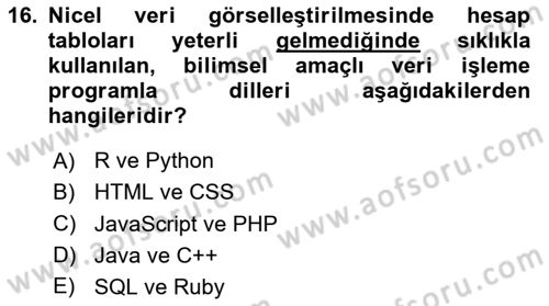 Bilgi Görselleştirme Dersi 2025 - 2026 Yılı Yaz Okulu Sınav Soruları 16. Soru