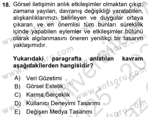 Bilgi Görselleştirme Dersi 2025 - 2026 Yılı Yaz Okulu Sınav Soruları 18. Soru