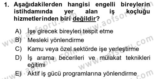 Engellilik Ve Erişilebilir Tasarım Dersi Ara Sınavı Deneme Sınav Soruları 1. Soru