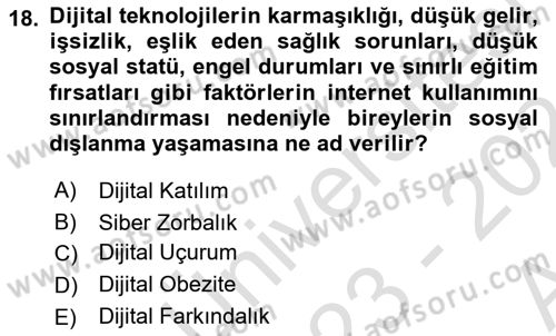 Engellilik Ve Erişilebilir Tasarım Dersi Ara Sınavı Deneme Sınav Soruları 18. Soru