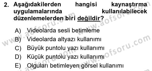 Engellilik Ve Erişilebilir Tasarım Dersi Ara Sınavı Deneme Sınav Soruları 2. Soru