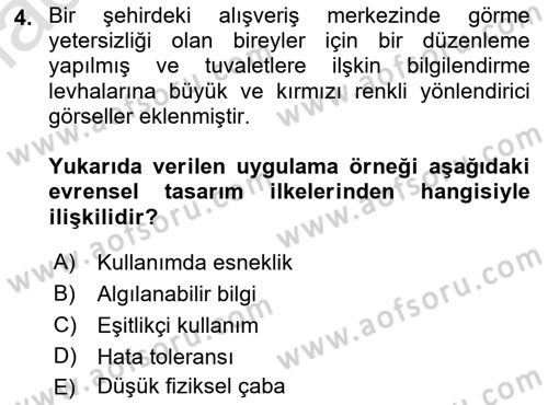 Engellilik Ve Erişilebilir Tasarım Dersi Ara Sınavı Deneme Sınav Soruları 4. Soru