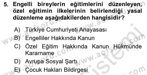 Engellilik Ve Erişilebilir Tasarım Dersi Ara Sınavı Deneme Sınav Soruları 5. Soru